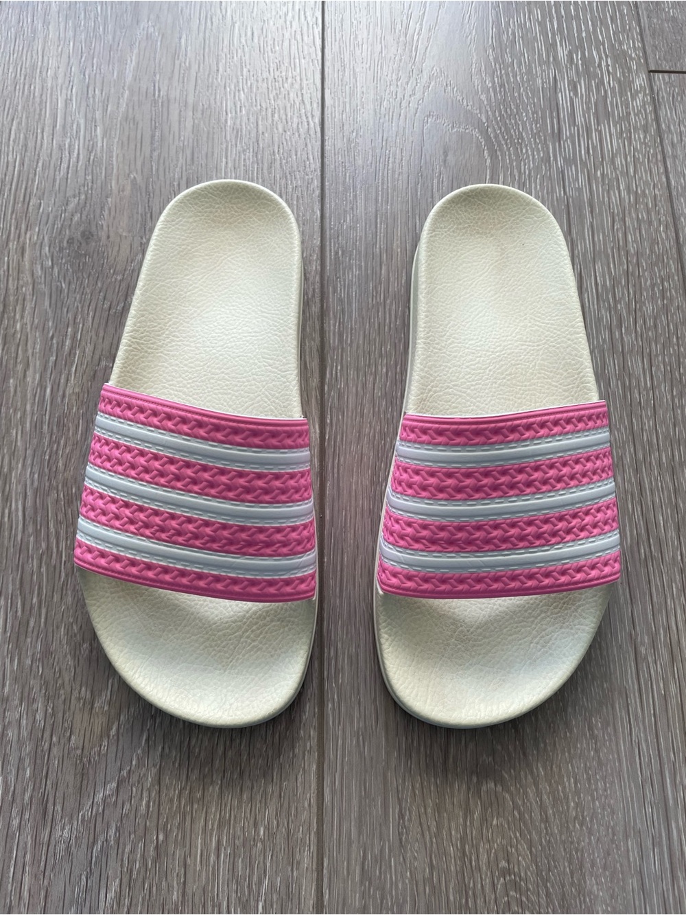 Pink Stripe adidas Adilette Slide Sandals
